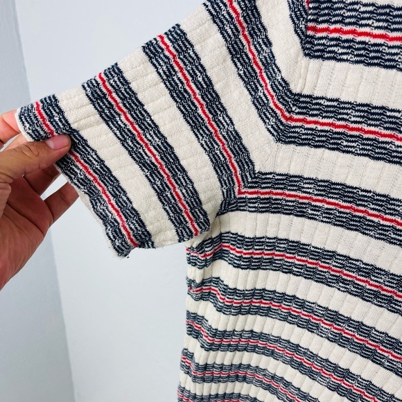 MADEWELL Ribbed Knit Striped Mini T Shirt style Casual Dress - Picture 6 of 7